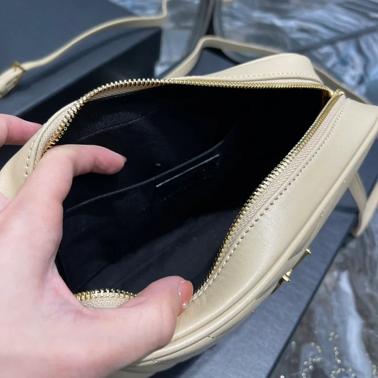 Y Lou Camera Bag Beige With Gold Toned Hardware - Image 8