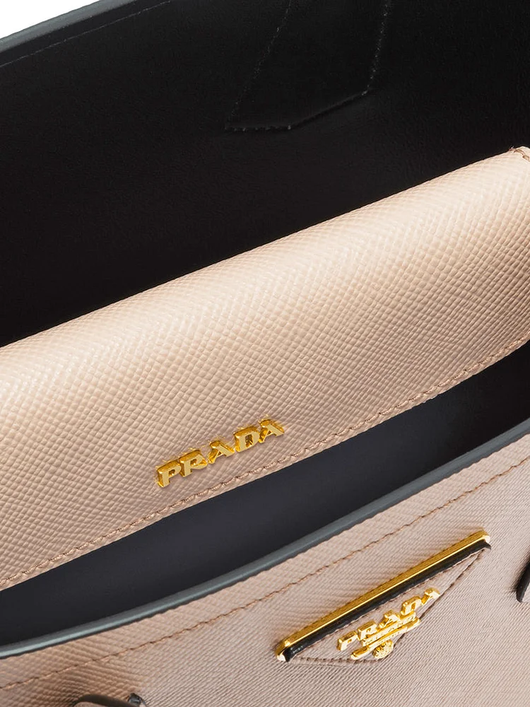 PP Small Saffiano Leather Double PP Bag in Powder Pink - Image 2