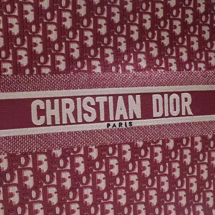 CD Unisex CD Book Tote Maroon CD Oblique Embroidered Velvet - Image 6
