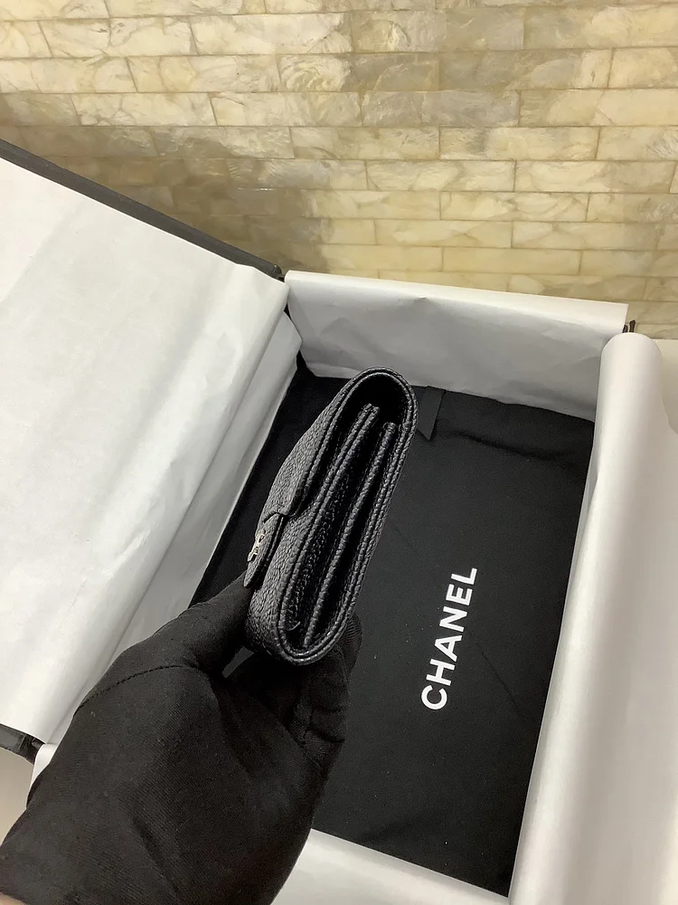 cc CO-CO Classic Card Holder 11cm/4.4in Silver Hardware For Women Black AP0214 Y01480 C3906 - Image 7