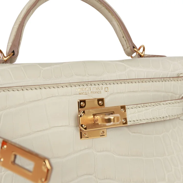 H Kelly Sellier 20cm Beton Matte Alligator Gold Hardware - Image 6