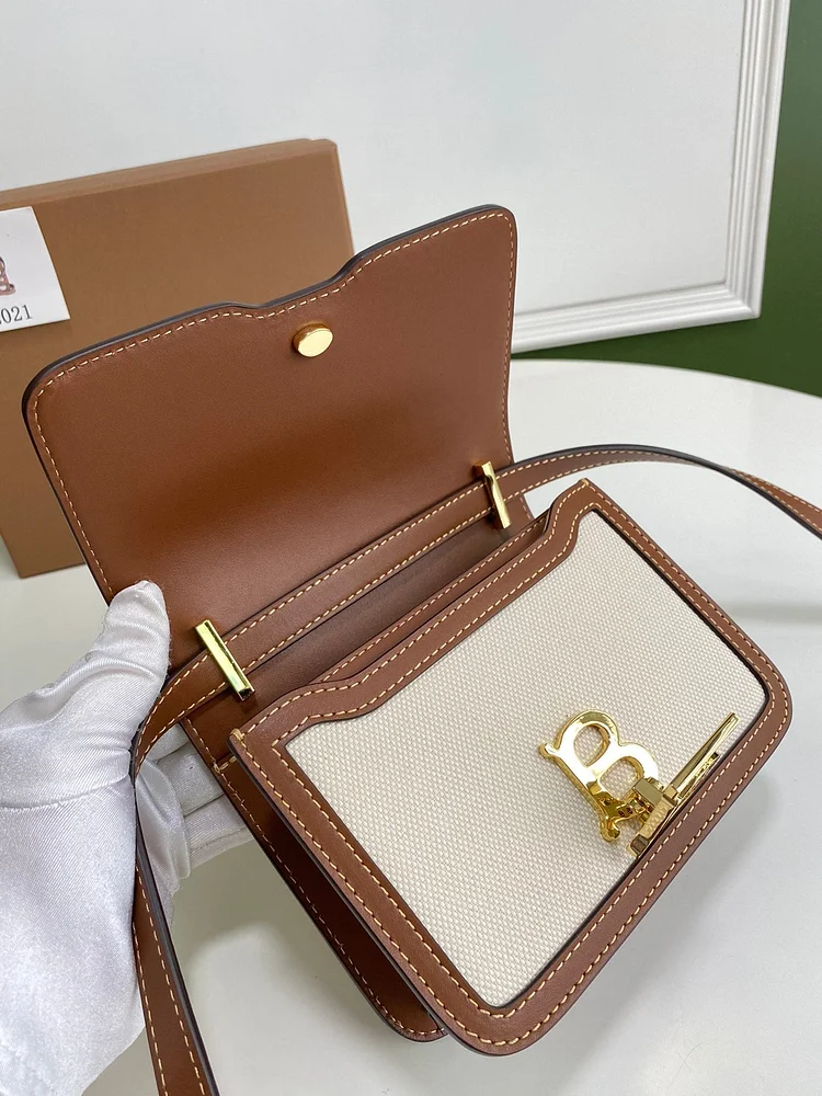 Bur Small Two Tone Canvas Leather TB Bag - Image 8