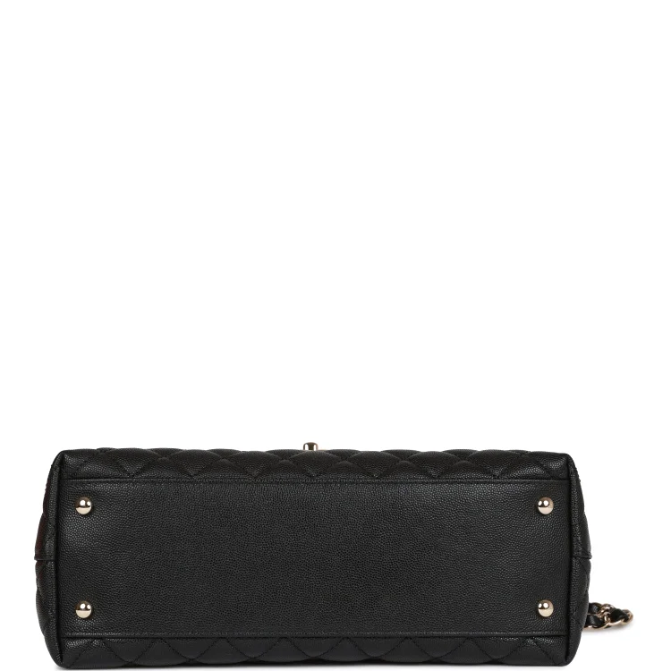CC Small Coco Handle Flap Bag Black Caviar Light Gold Hardware - Image 6