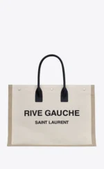 Y RIVE GAUCHE LARGE TOTE BAG IN PRINTED CANVAS AND LEATHER