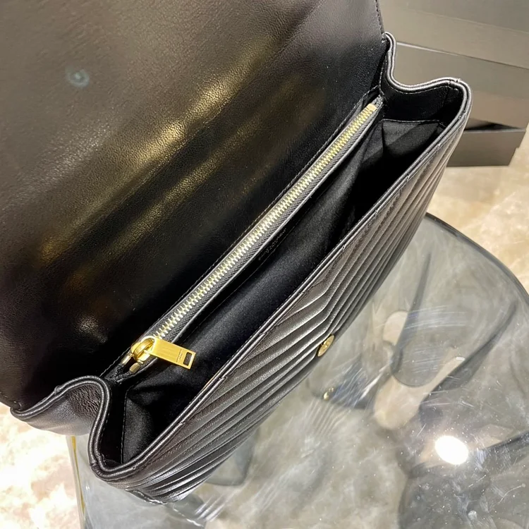 Y College Large Chain Bag Black With Gold Hardware - Image 8